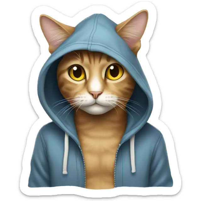 Cat wearing hoodie sticker