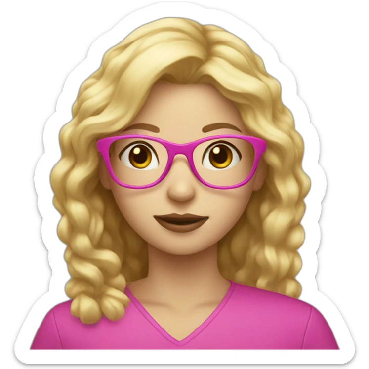 Blonde hair girl with pink glasses and a broom sticker