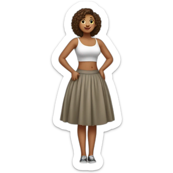 Full body Curvy girl in skirt lifts her scirt sticker