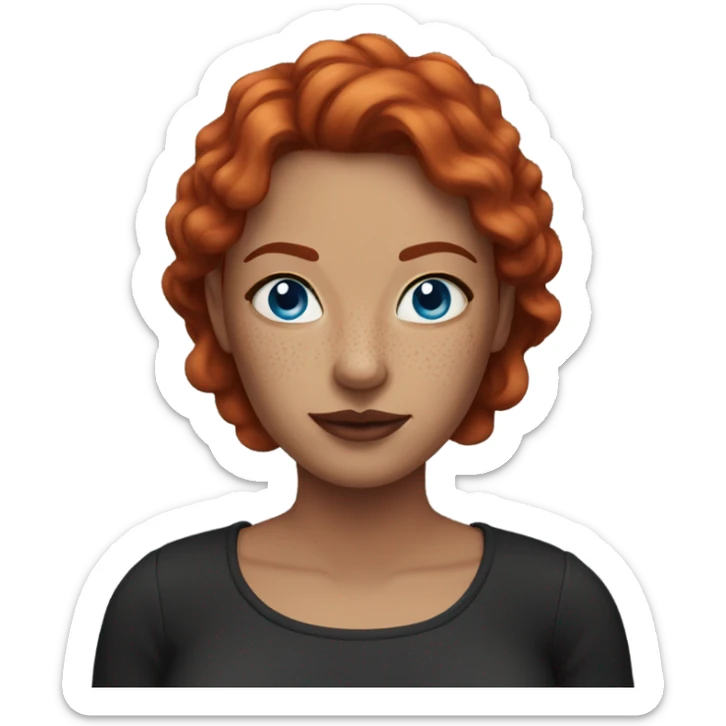 Woman with redhair, black horns, blue eyes, and freckles  sticker