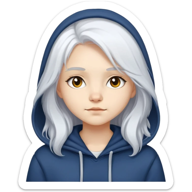 girl wear hoodie with British Longhair white hair sticker