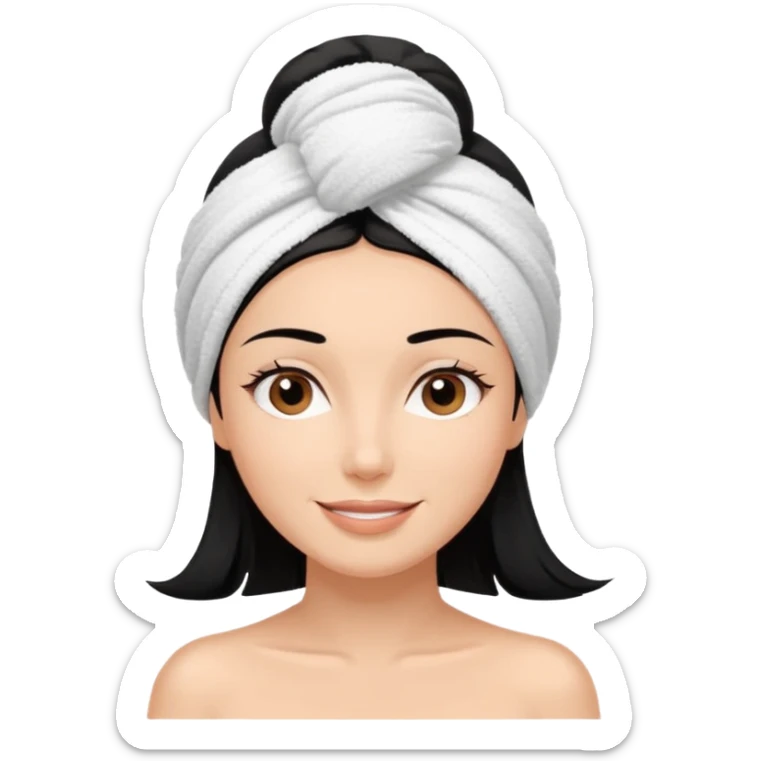 happy woman relaxing at the spa black hair dark brown eyes  sticker