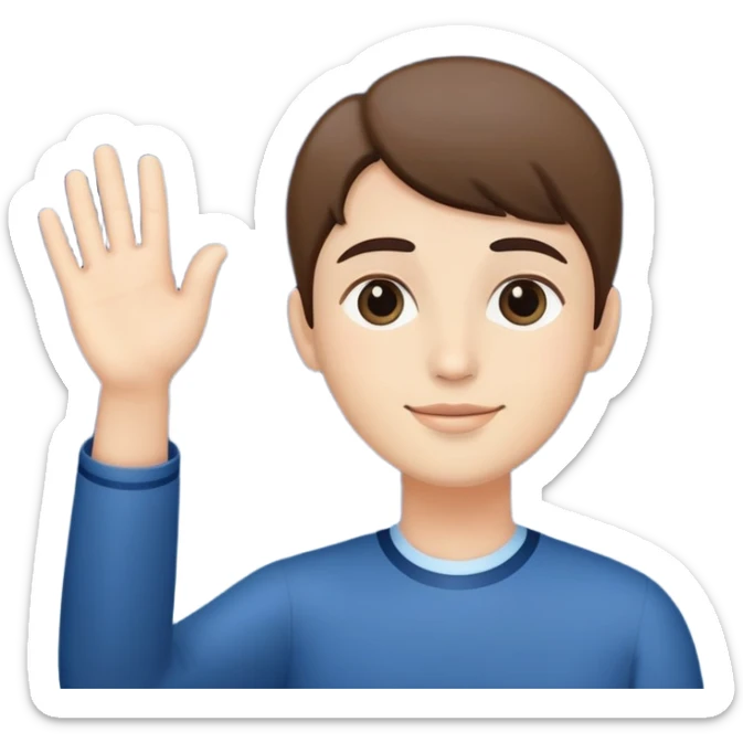 a person waving and saying good night, moon and stars in background, peaceful and warm sticker