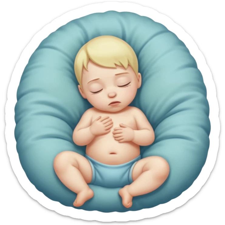 High resolution of   realistic full body sleepy baby distorted , no extra hybrid sticker