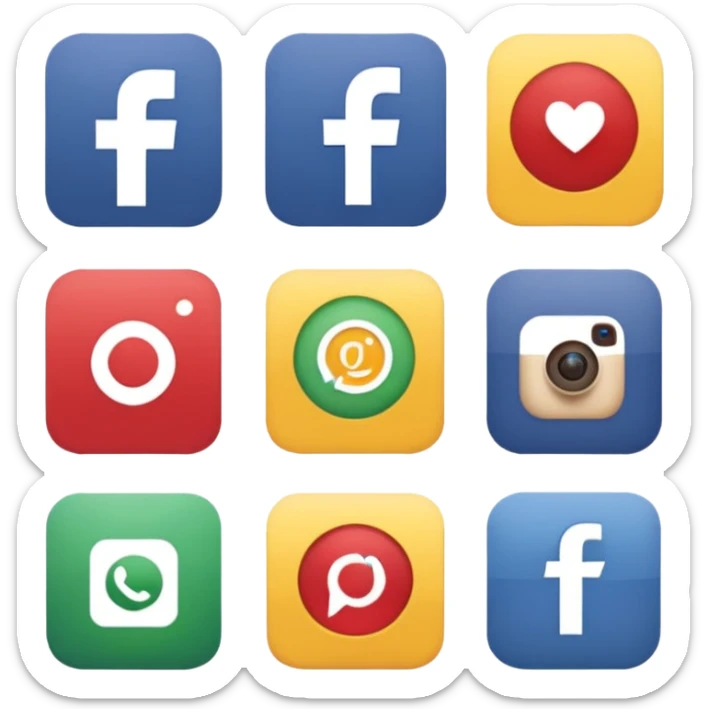 Socail media sauare emoji style icons 
Creat the quadrant with the logos of FB, X, Trustpilot, Instagram, Youtube, Linkedin sticker