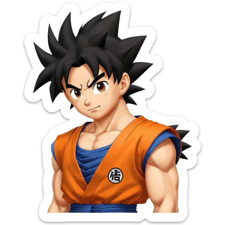 Goku from Dragon Ball Z with spiky black hair and orange gi sticker