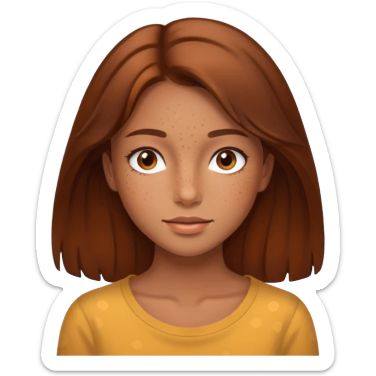 pretty girl with brown hair and tan skin with freckles and brown eyes  sticker