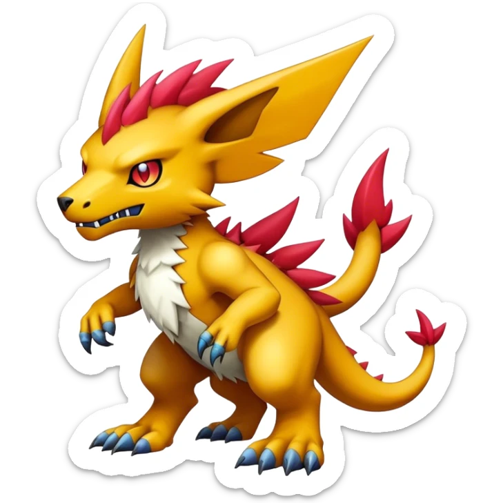 cool edgy badass colorful fantasy animal-Digimon-Fakemon full body sticker