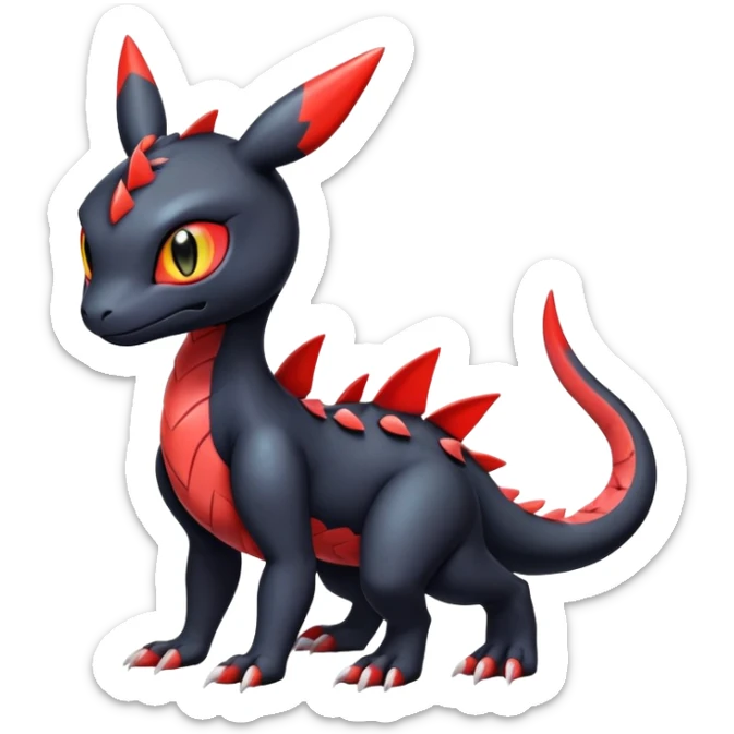 Cute Shiny Guilmon-Quilava-Salandit-Umbreon-Fakémon-hybrid-creature (full body)  sticker
