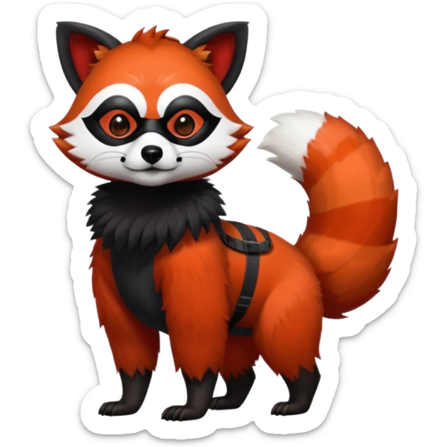 Realistic cool edgy 4-legged quadrupedal Red-Panda-Lemur-Raccoon-Dog-Red-Fox-animal-fusion-hybrid, Full body sticker
