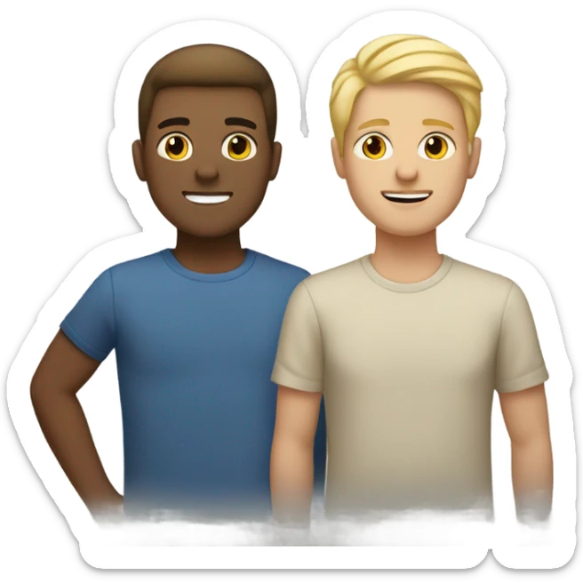 4 friends, 1 short blonde girl, 2 brunette men and 1 tall blonde man sticker