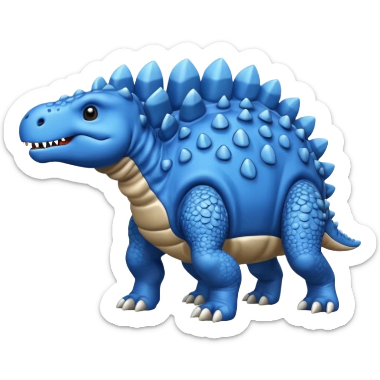 As un emoji de el dinosaurios ANQUILOSAURIO de perfil en color azul que sea bebe y tenga un efecto mas animado que sea mas animado y sin tantos picos pero que sea ANQUILOSAURIOno se parese a un ANQUILOSAURIO  sticker