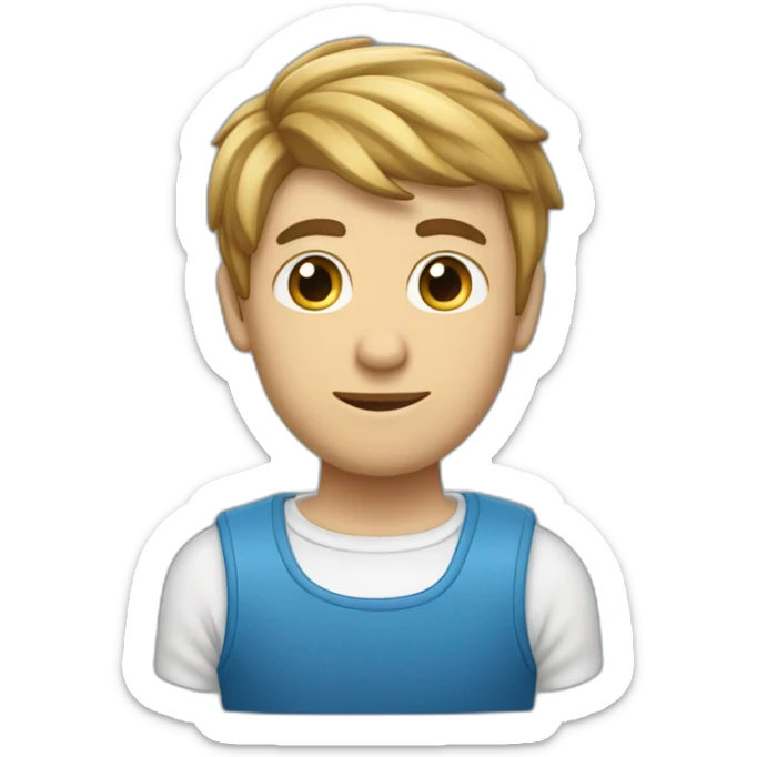 Un jeune homme français avec les cheveux couper dégradé bas et teinture bleu sticker