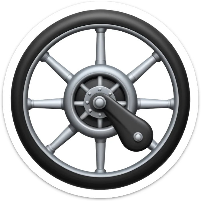 he aircraft's landing gear is one inflated, plump wheel with a strut, black in color, cartoon-style sticker