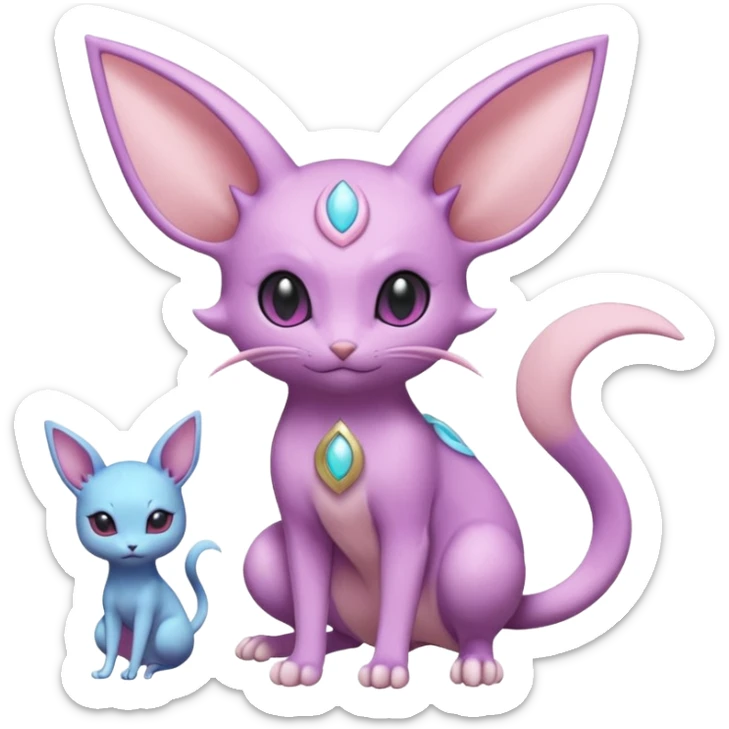 Espeon-Mew-Amaura-Minccino-Delcatty-Pachirisu-fusion sticker