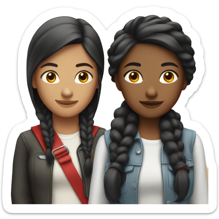 "Two high school girls, one with black hair and the other with red hair." sticker