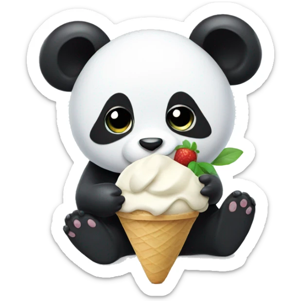 Panda eating ice cream sticker