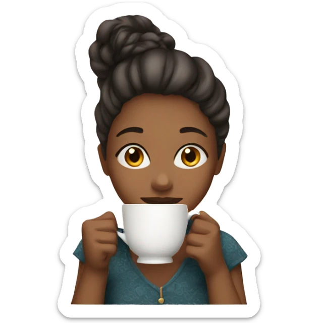 Girl sipping tea sticker