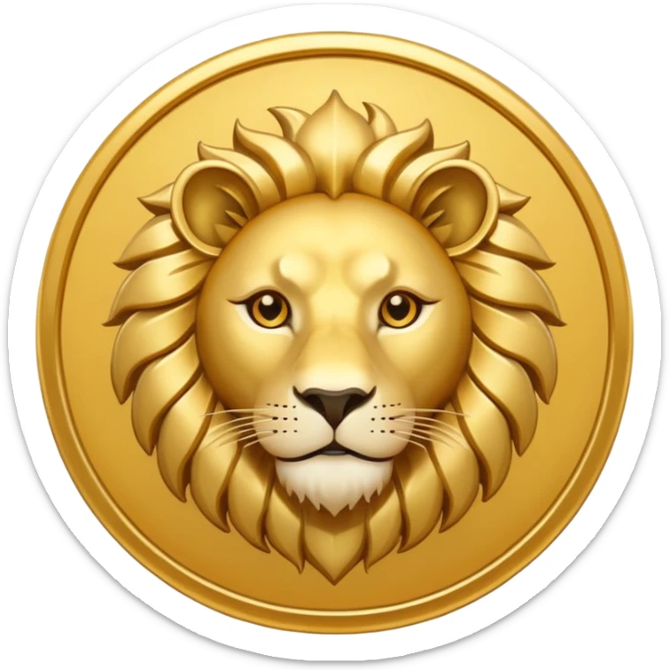 Iranian Lion and Sun symbol, minimalist emoji style, flat design, clean lines, gold lion and sun on transparent background, simple icon, no text, no flag stripes sticker