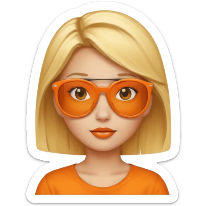 Girl with orange skin and blonde hair with sunglasses on top of head sticker