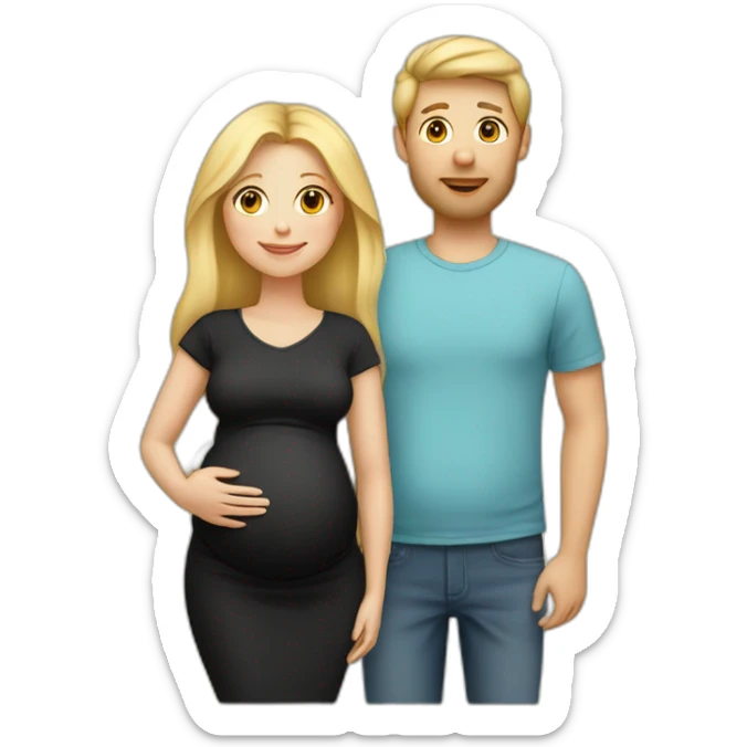 Family;blonde-haired-pregnant-mother, blonde-haired-baby, black-haired-dad sticker