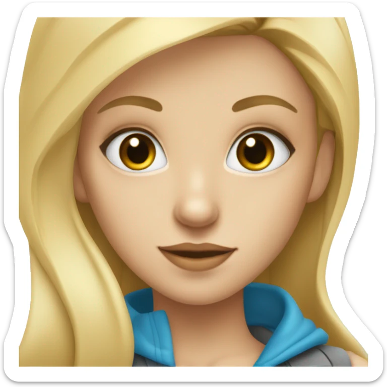 Blonde girl with blue eyes and gold nose piercing and earrin sticker