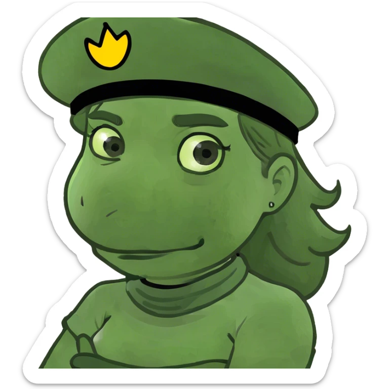 a girl whos arms are crossed around neck with a mad face  sticker