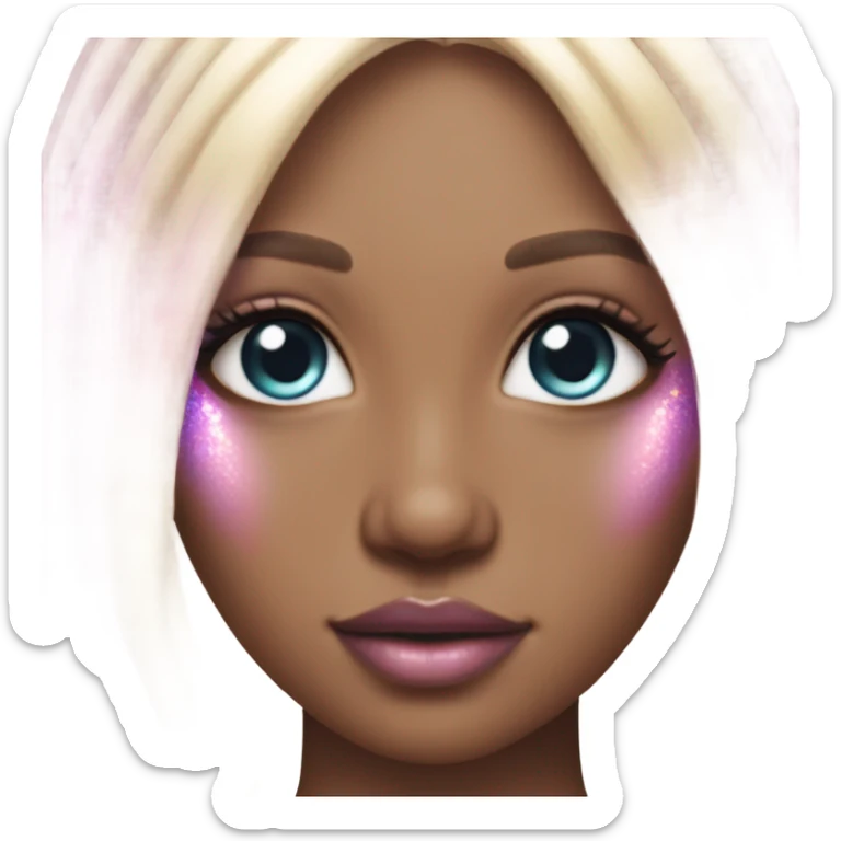 mermaid, model, magical, blonde hair, pink lips, iridescent, mystical, shiny, holographic, straight hair with highlights, scales  sticker