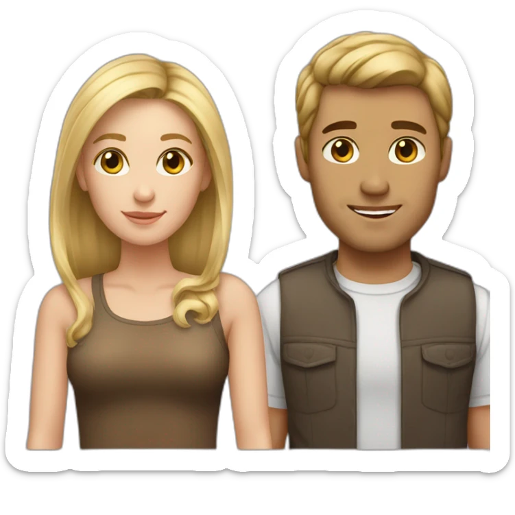 couple brown hair man and blonde hair woman sticker