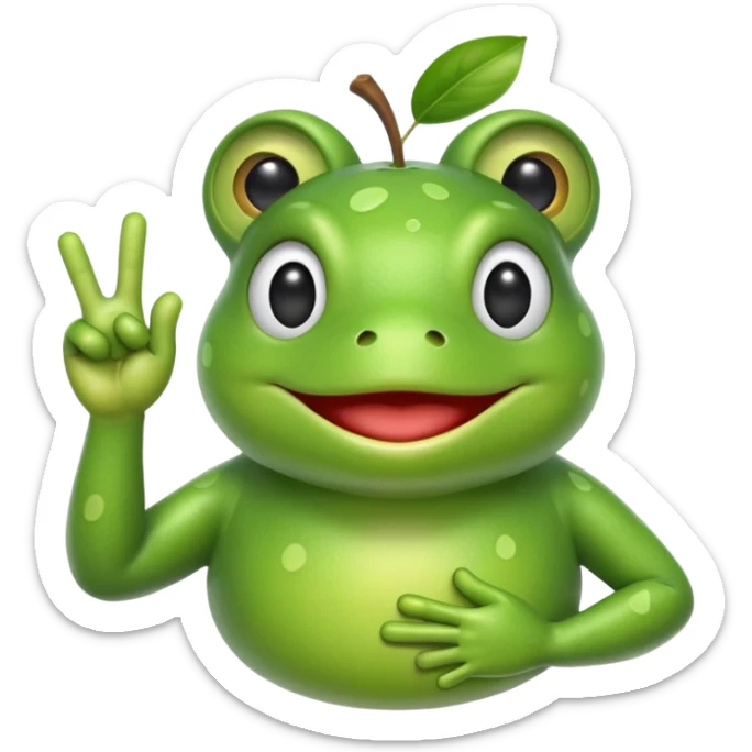 Apple frog emoji that is doing the hand sign of the deaf emoji sticker