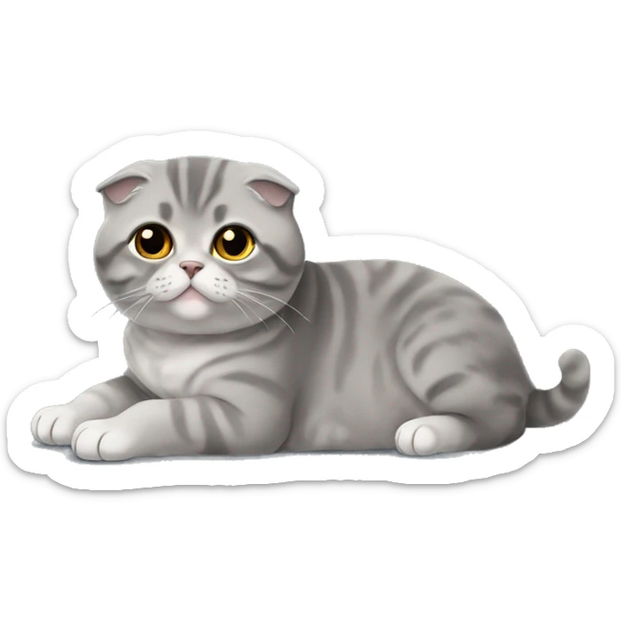 Gray Scottish fold laying sticker