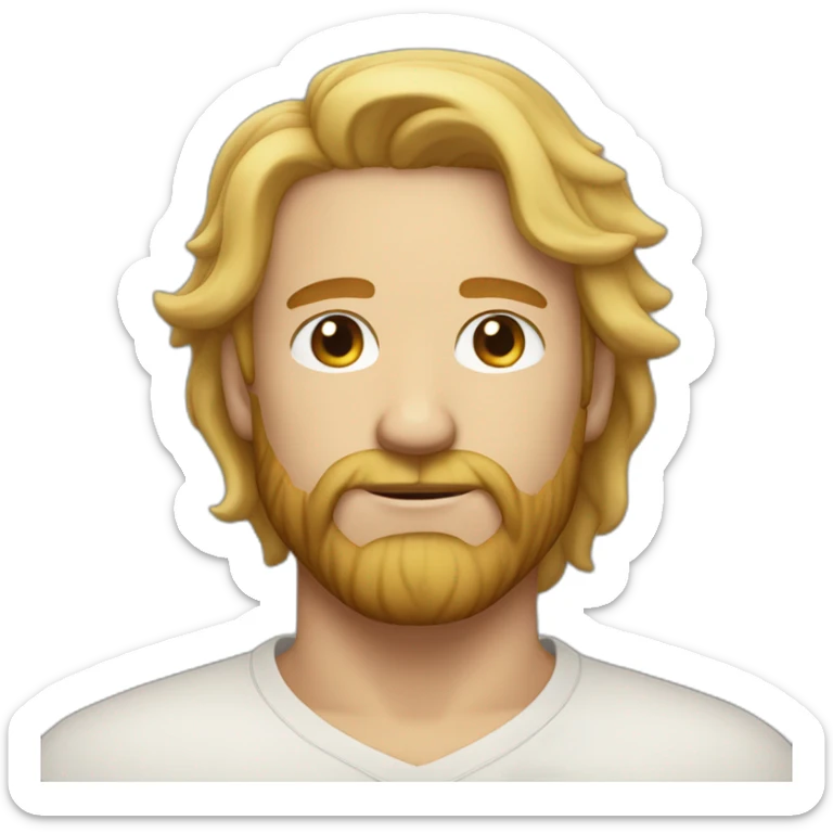 man longs hair colors blond honey eyes closed freckles under the eyes discreet beard  sticker