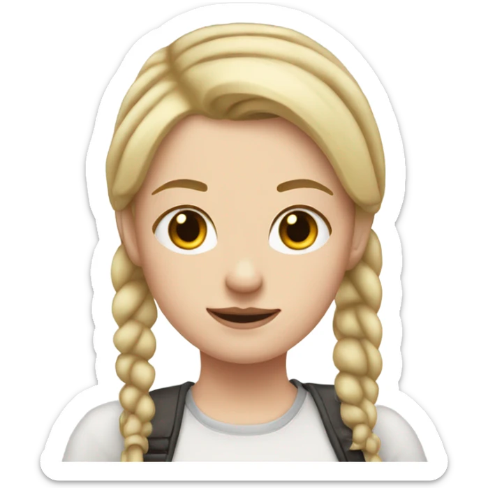 white girl with straight dirt blonde hair in pigtails sticker