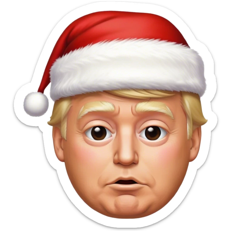 emoji of donald trump con ropa de papa noel sticker