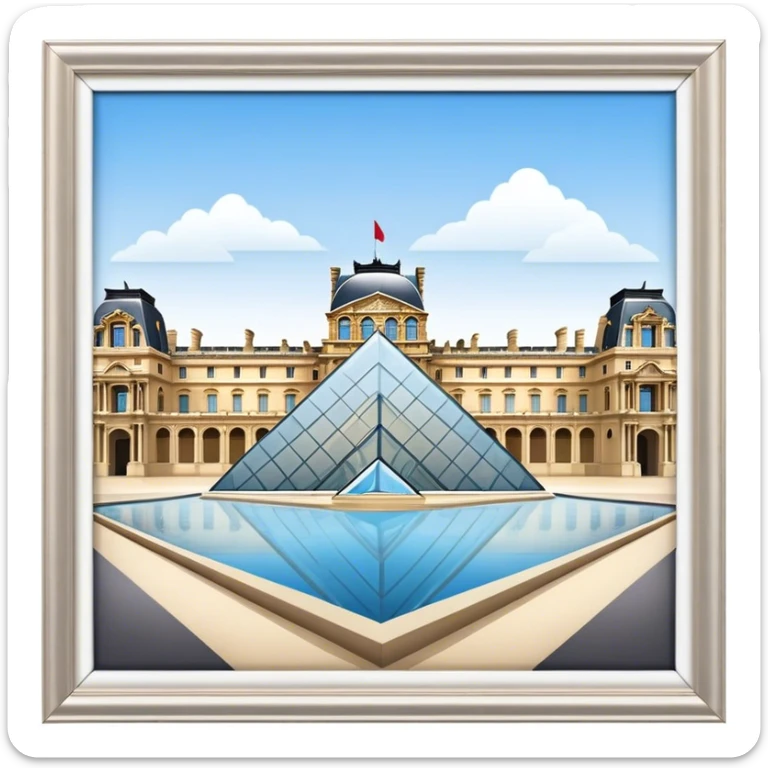Louvre Museum Landmark Emoji – Showing the glass pyramid entrance with the historic palace in the background. sticker