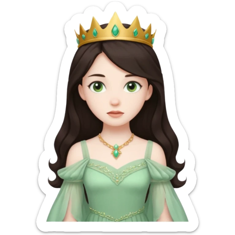 Princess Ozma from The Land of Oz with long dark brown hair, pale green outfit sticker