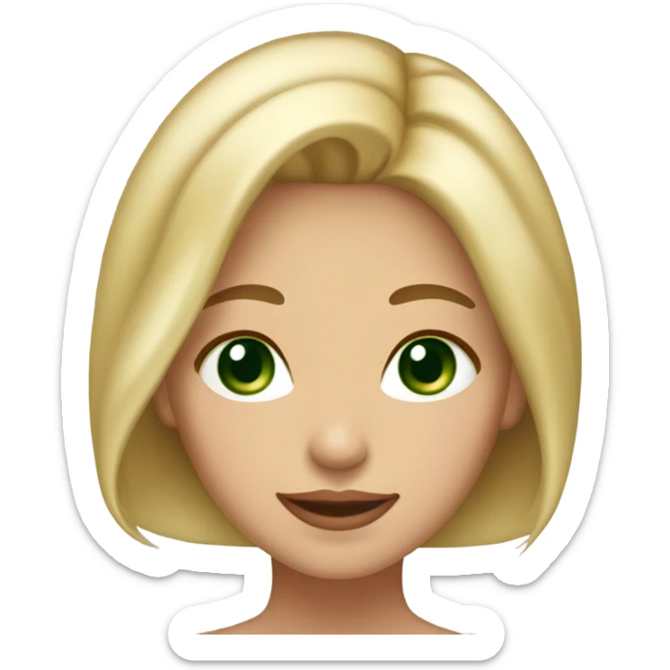 Pretty woman, Blonde highlights hair, smaller shaped green color eyes, rosy cheeks and lips sticker