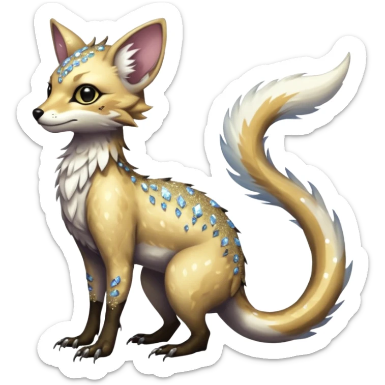 Feral Rare Fantasy cool handsome badass  sparkly shiny Vernid-Trico-species by LiLaiRa, random markings, tufted tail, tufted ears, full body sticker