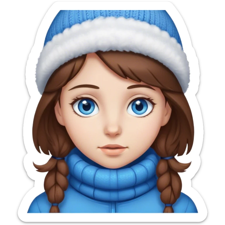 Mädchen jung, braune Haare und blaue Augen, ganzer Körper, Winterkleidung  sticker