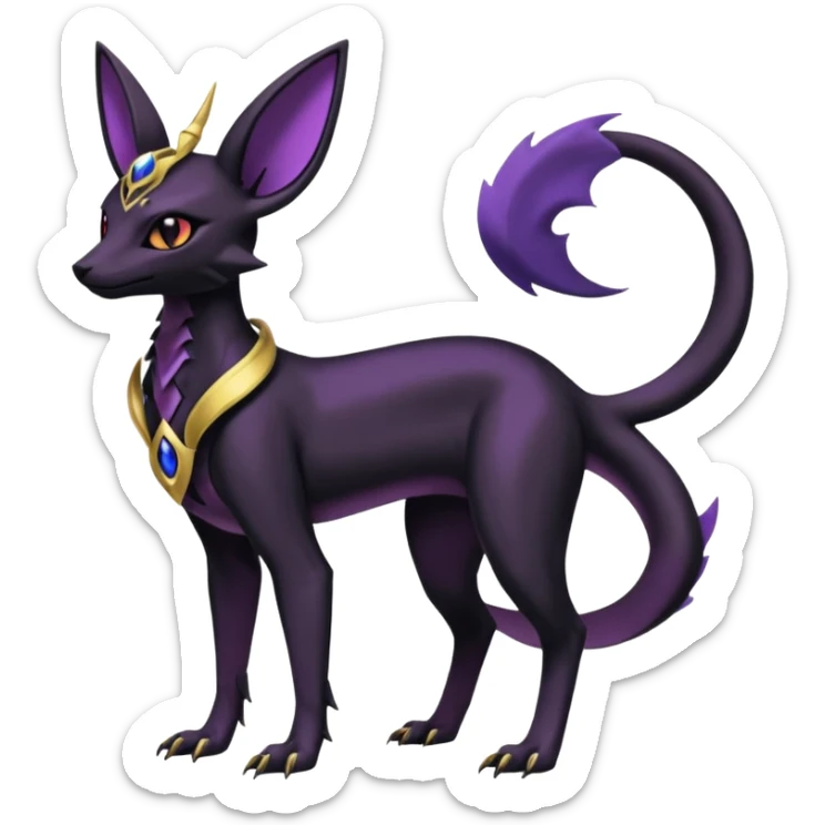 Shiny Dark Edgy Gothic Gloomy Futuristic Salandit-Umbreon-Espeon-Anubis-Hybrid (Full body) sticker