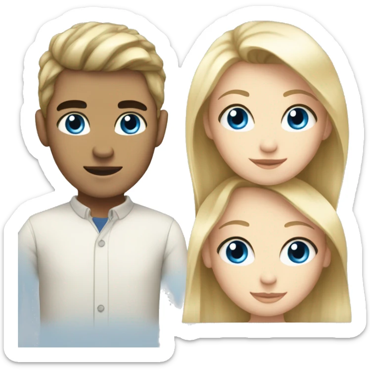 dark hair girl and blonde hair boy blue eyes sticker