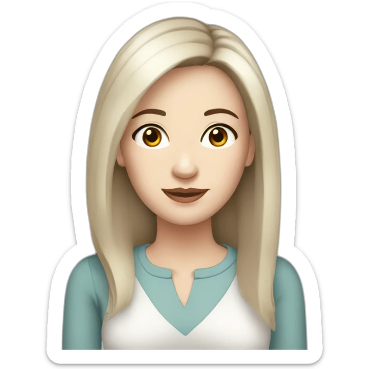 40 years old Woman, white pale skin, dark brown straight hair, big black eyes sticker