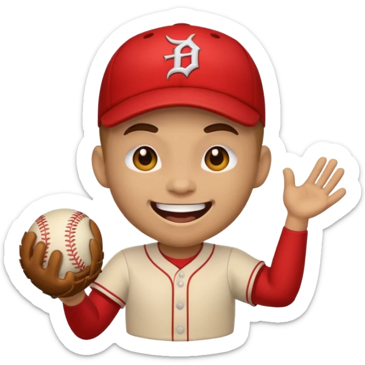 I want a emoji of a emoji with a evil smile throwing a baseball very hard sticker