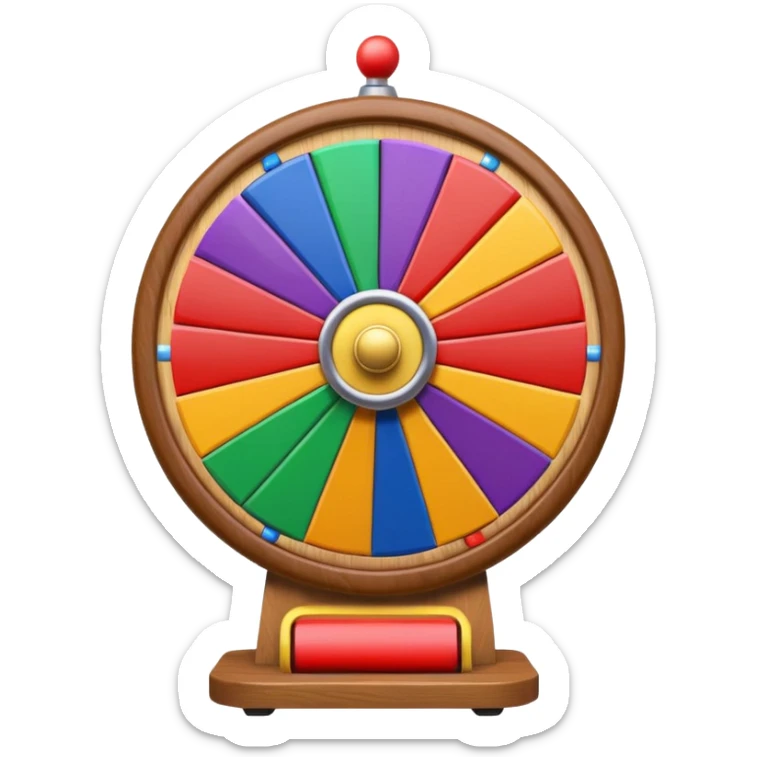 can you make me a prize wheel with the colors red, yellow, green, blue, orange, purple sticker