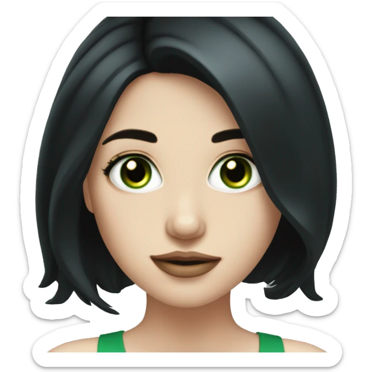 Beautiful pale woman with black hair and green eyes sticker