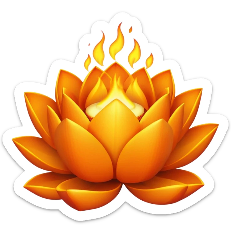 Add a fire to the lotus to turn it into a burning lotus emoji. sticker