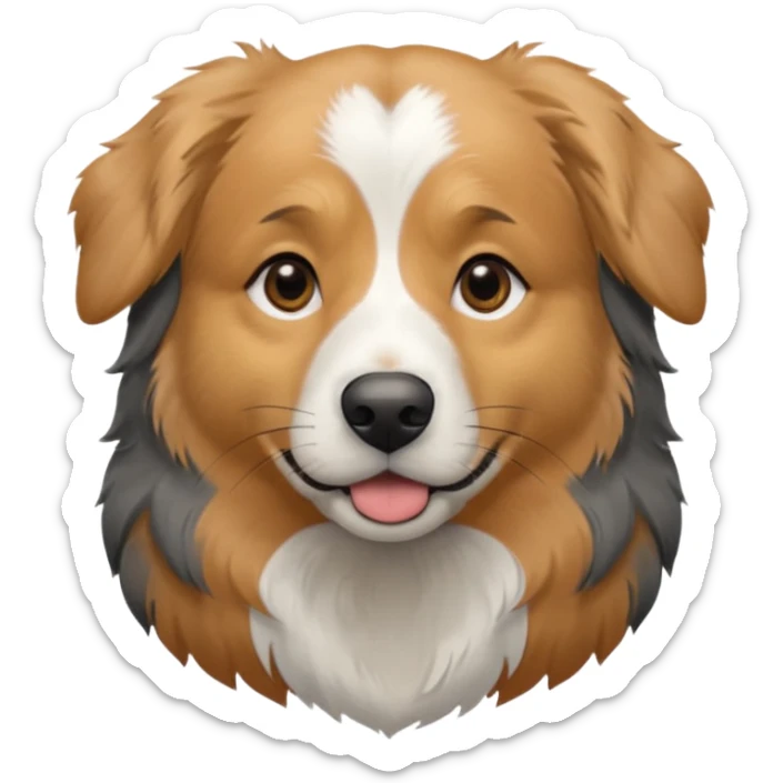 Australian Shepherd golden retriever tan eyebrows around nose and mouth black and grey fur on chest and everywhere else.  sticker