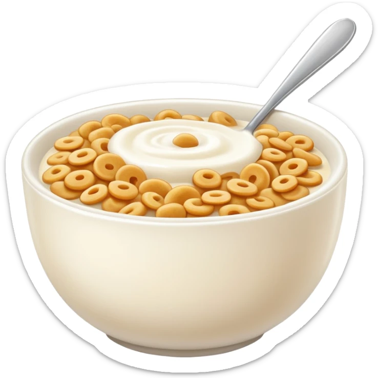 a plain bowl of wheat cereal with milk, there's nothing in the picture but a bowl of cereal sticker
