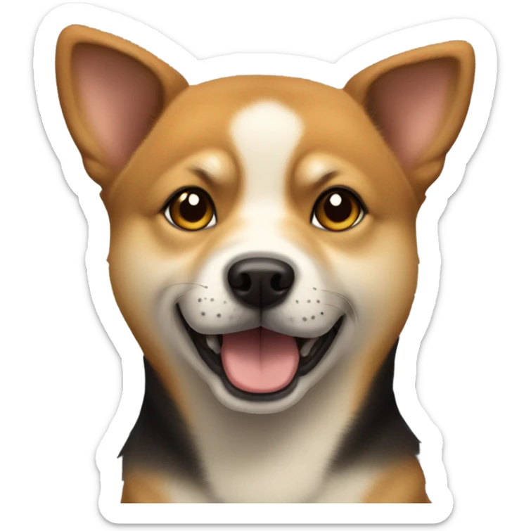 a dog named tony who is a shiba inu slash terrier slash shepherd small cute but fierce  sticker