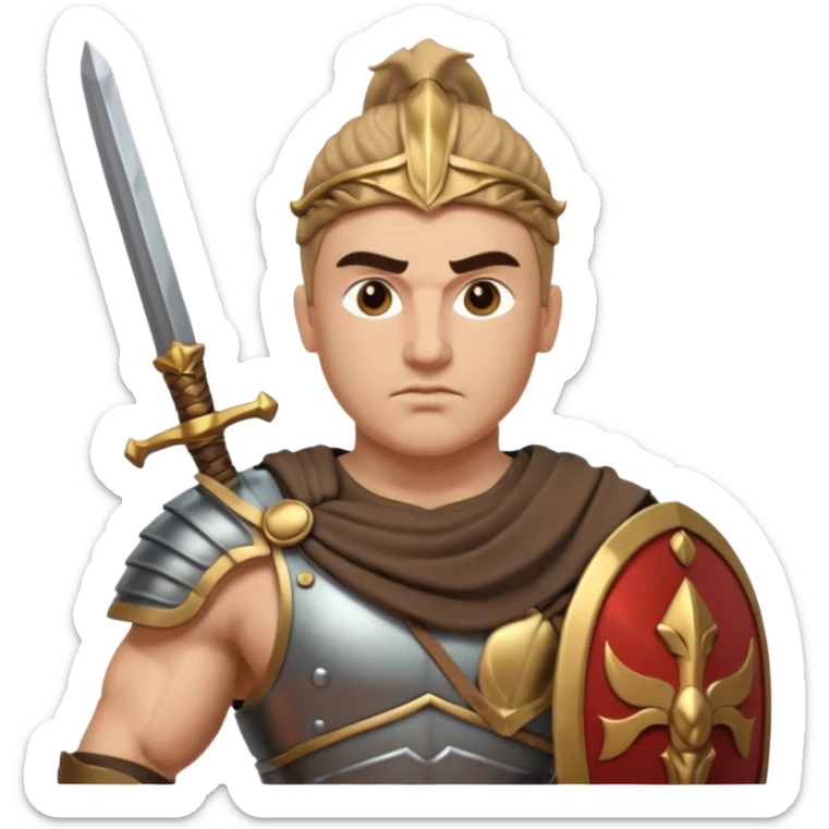 crea a un guerrero griego estoico, muy musculoso 3d sticker